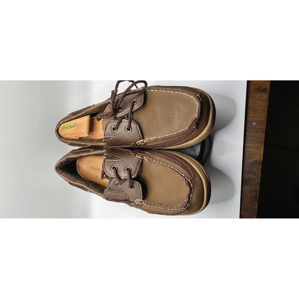 Magellan Outdoors Mens Brown Leather Boat Shoes Loafers FWMFMC2056 Size 10D
